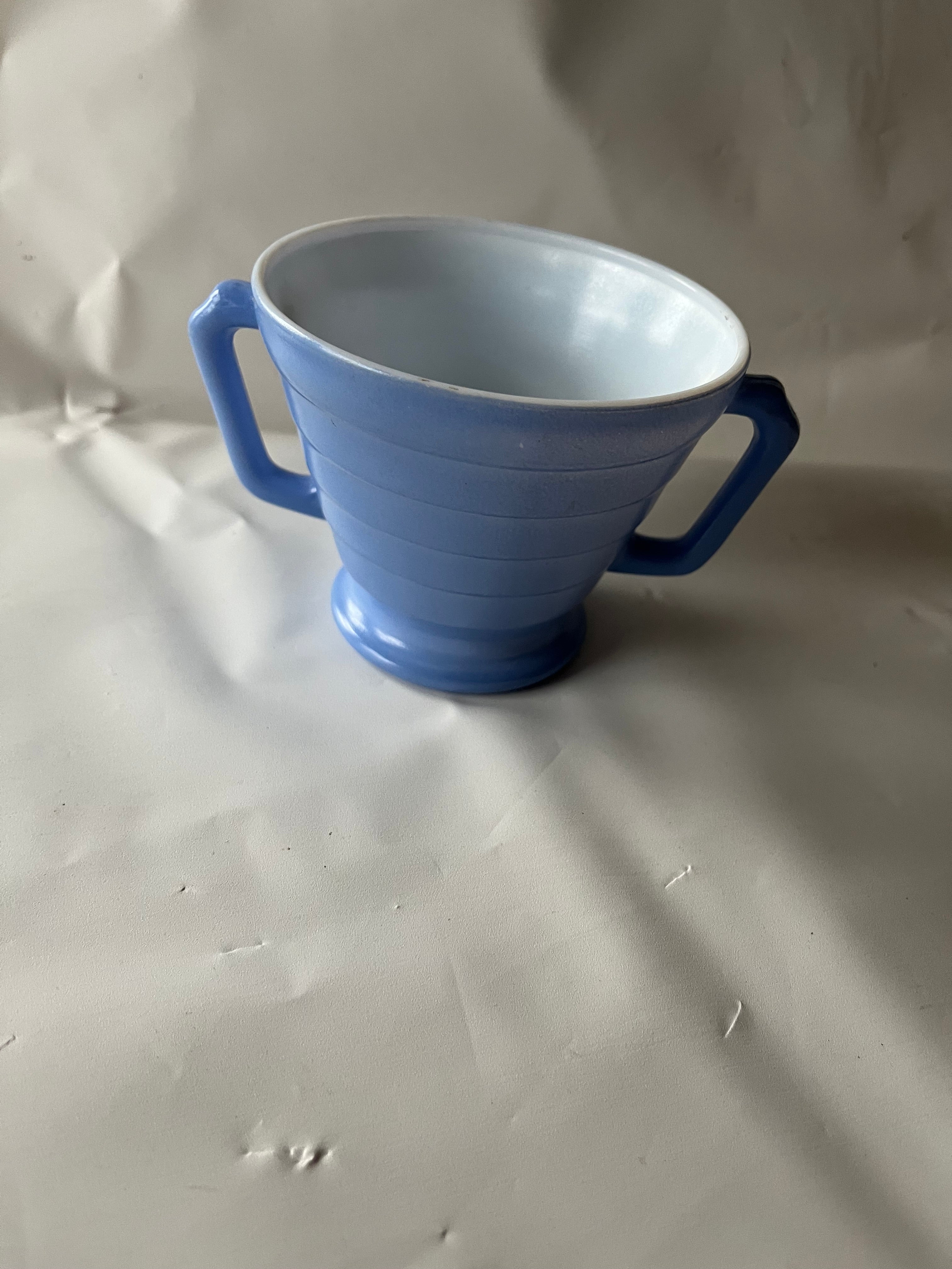 Vintage Hazel Atlas light blue milk glass sugar bowl