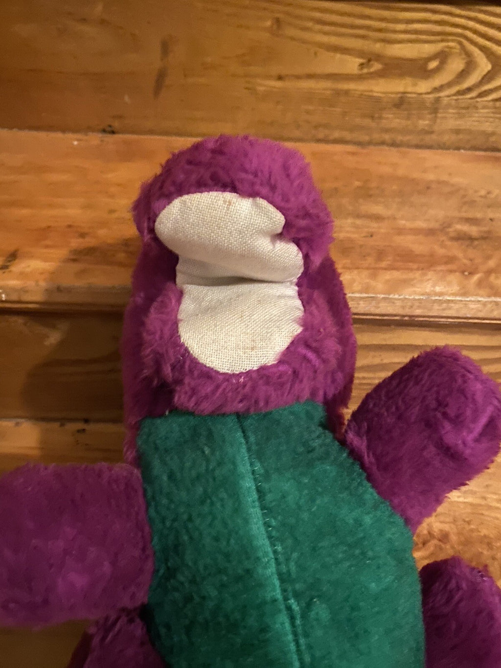 Early Unbranded Barney 15” Plush White Mouth & Soles Orange Toes RARE