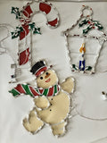 2000s Holiday Light Window Display Lot Of 3.  Work! Snowman, Cane, Lantern 18”