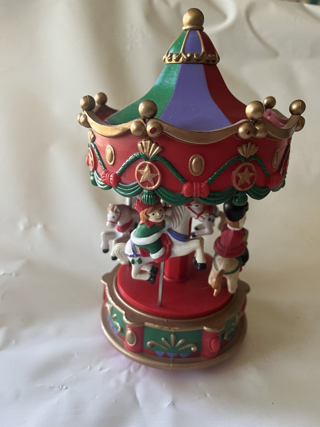Vintage 1995 Avon Santa's Caroling Carousel -Revolves With Lights & Music WORKS