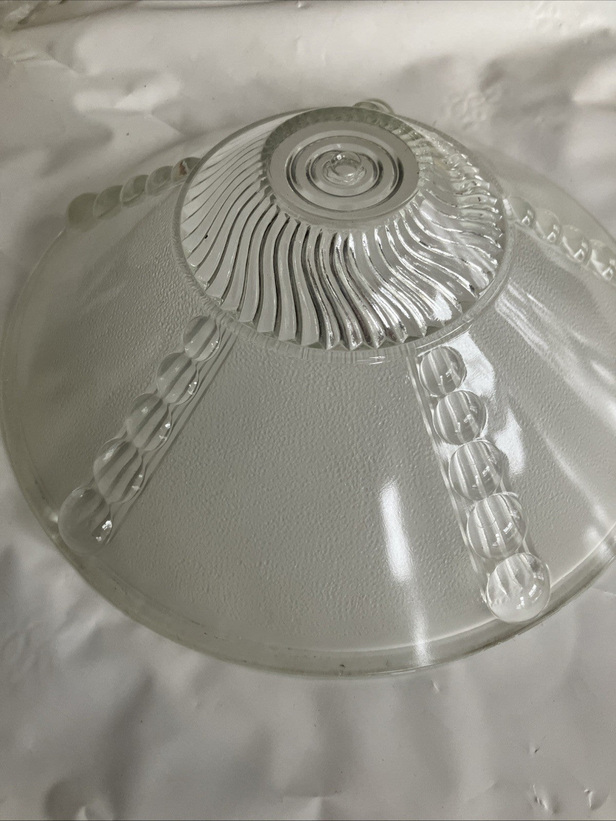 Antique Vintage White Glass Art Deco Styles Ceiling Light 11” Single Chain, 1920