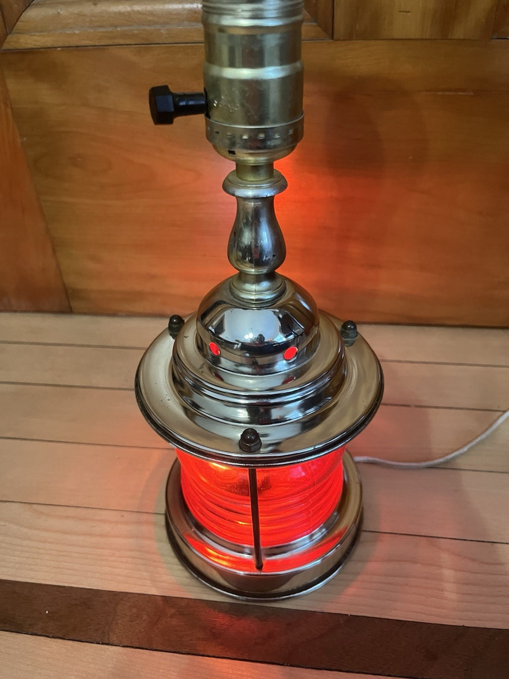 Vintage Nautical Lantern Electric Lamp Green Red Lantern Base 3-Way Lamp 12”