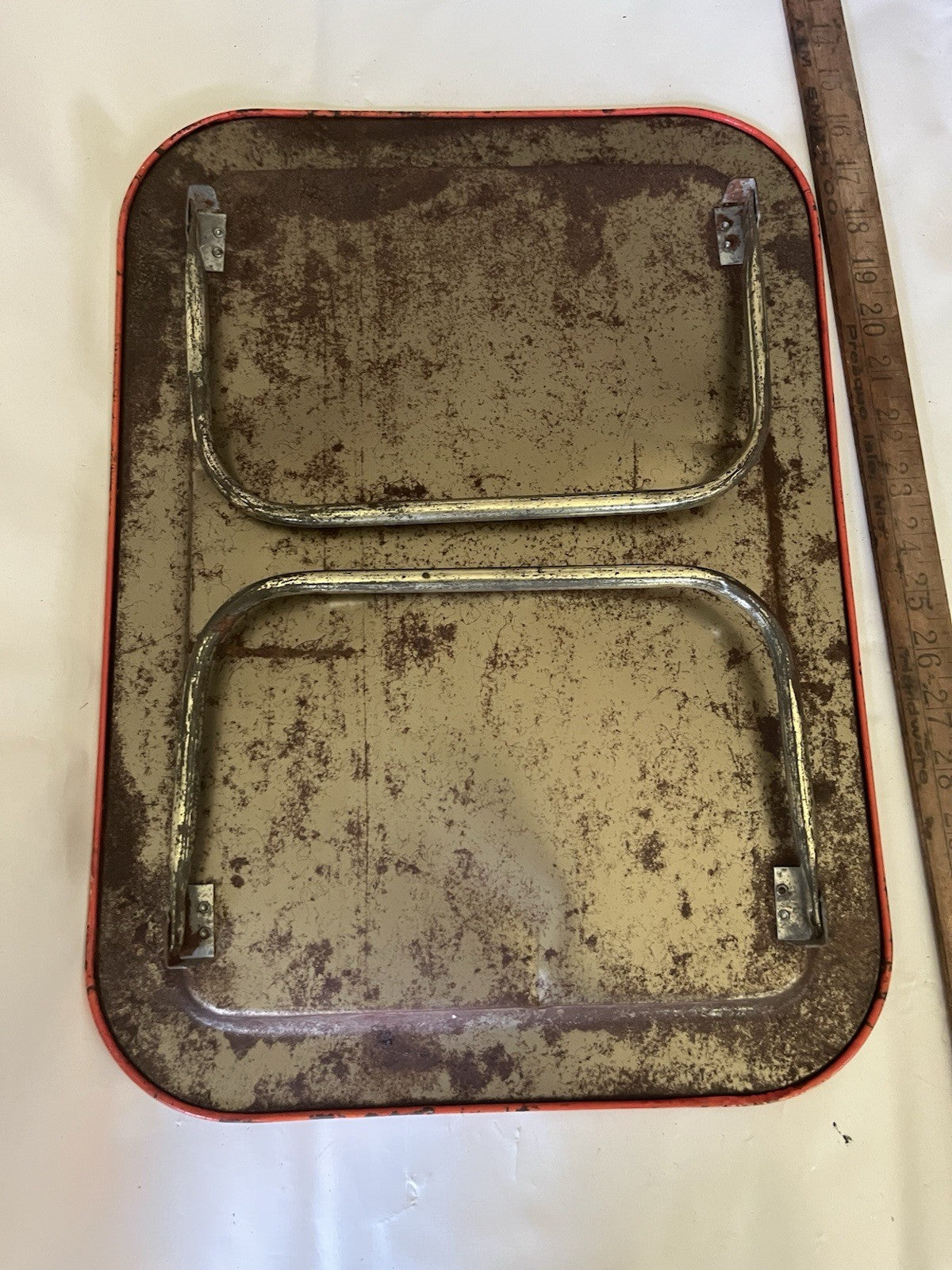 Vintage Orange Pac-Man Metal Lap & Bed TV Tray w/Folding Legs - Midway Co. *READ