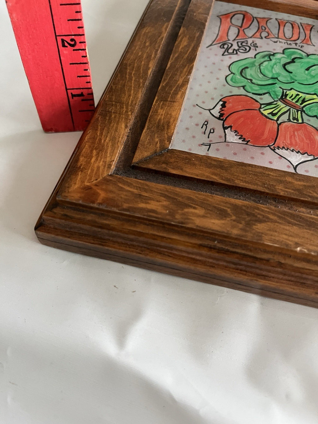 Vintage Vegetable Themed Kitchen Glass Panel Wall Mount Of Painted Vegetables