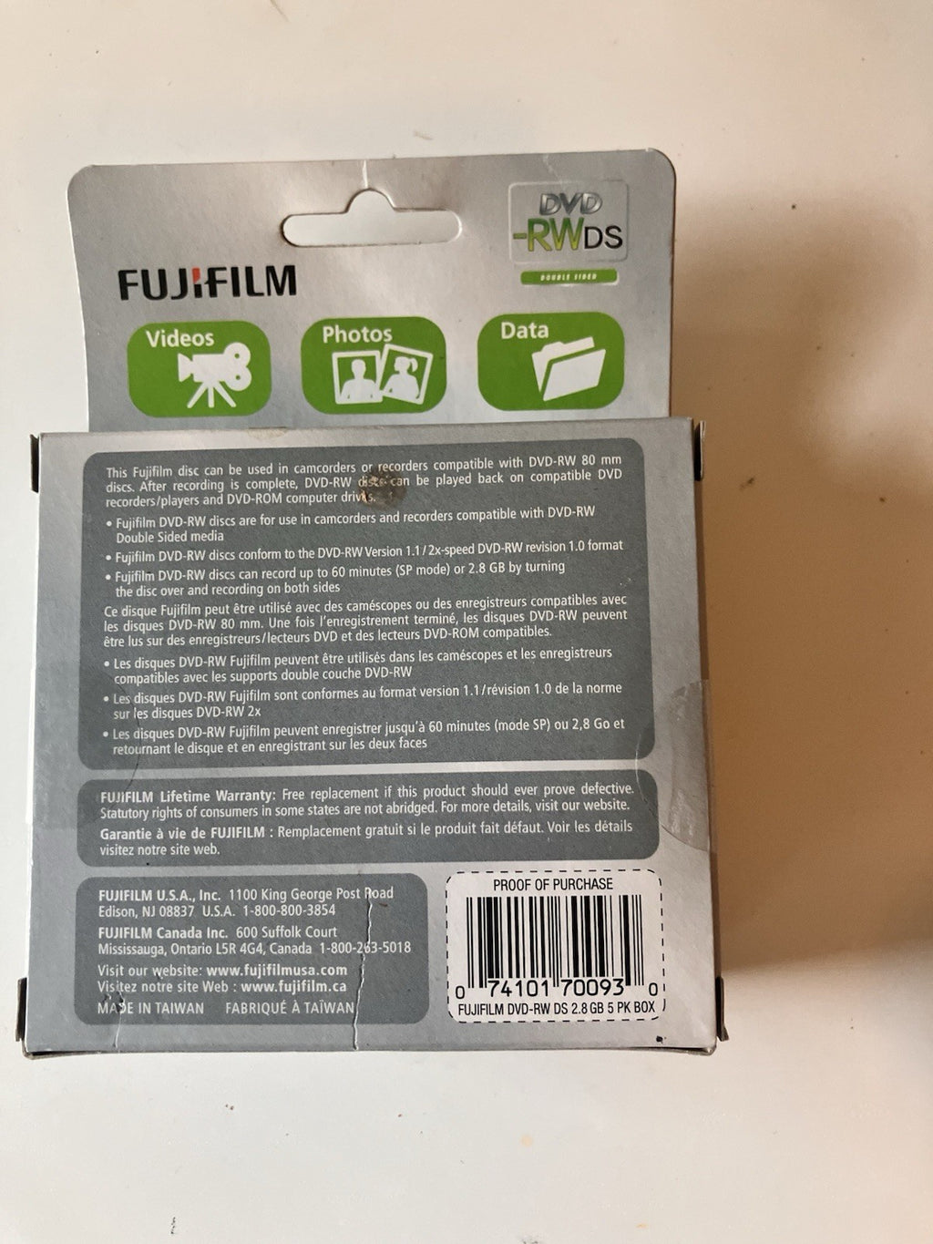 Lot Of FujiFilm DVD-RWDS Discs 7 Packs/5 Each Pack New Original Box