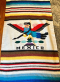 Vintage Hand Woven Mexico Blanket Throw With Eagle And Snake EVC