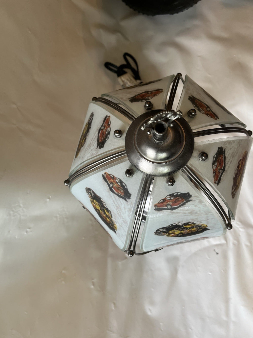 Vtg OK Lighting NASCAR Tiffany Style Touch Lamp; Earnhardt Sr, Jr Others. Works!