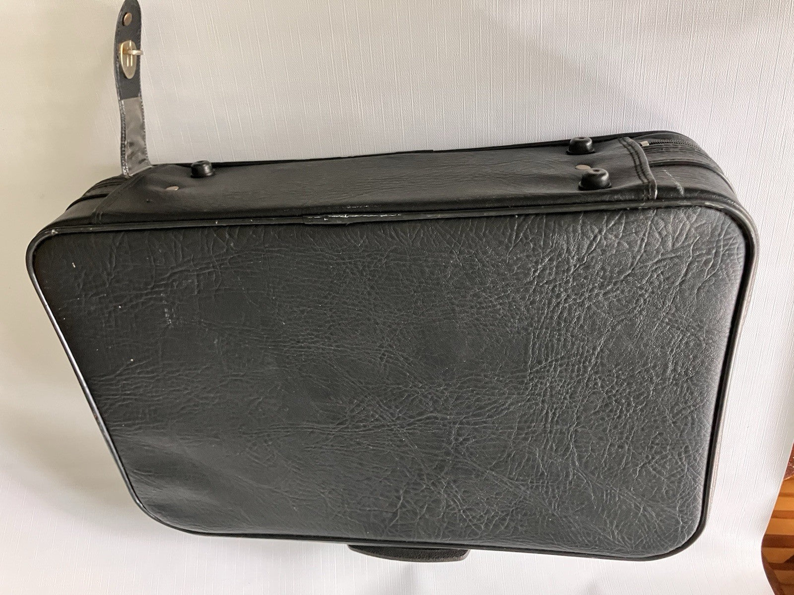 Vintage Woolworth  Black Leather Small Suitcase 