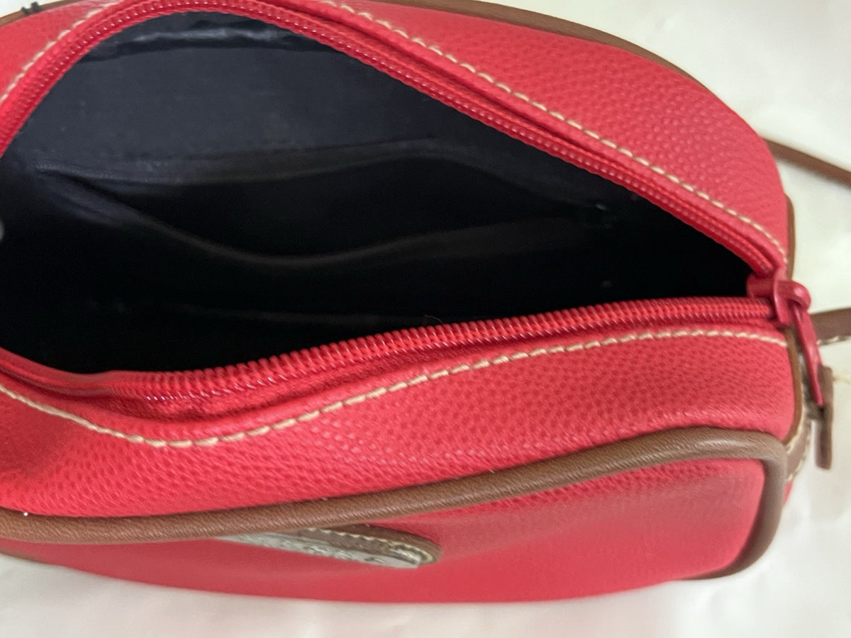 Arizona Jean Co. Red Faux Leather With Brown Details Crossbody Purse