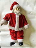 Vintage/MCM 13” Porcelain Stuffed Santa Clause With Velvet And Trimmed Suit