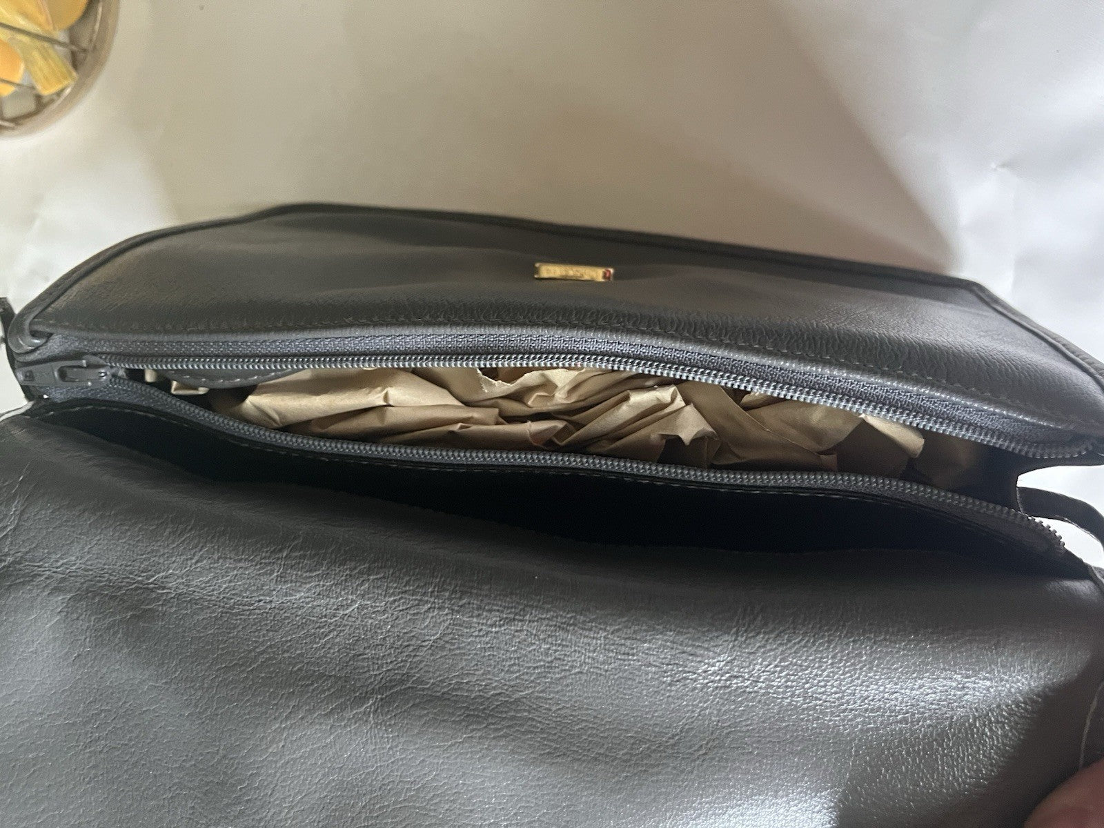 NOS 90’s Talbots Gray Crossbody Leather Bag-Made In Italy