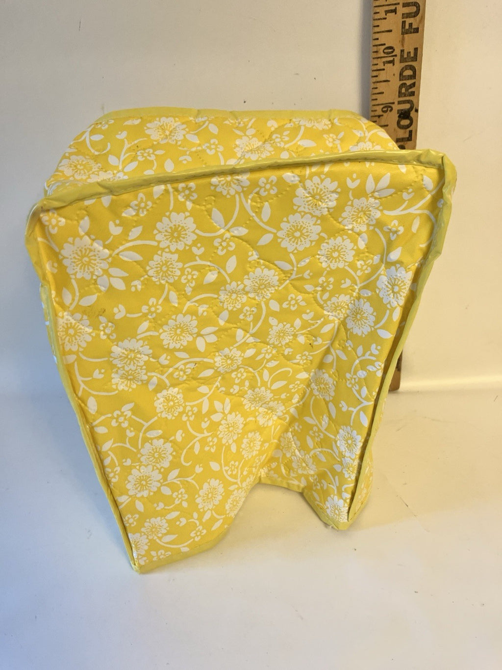Vintage 70/MCM Floral Yellow/White Vinyl Toaster/ Applicance Duster Covers; 3 Pc