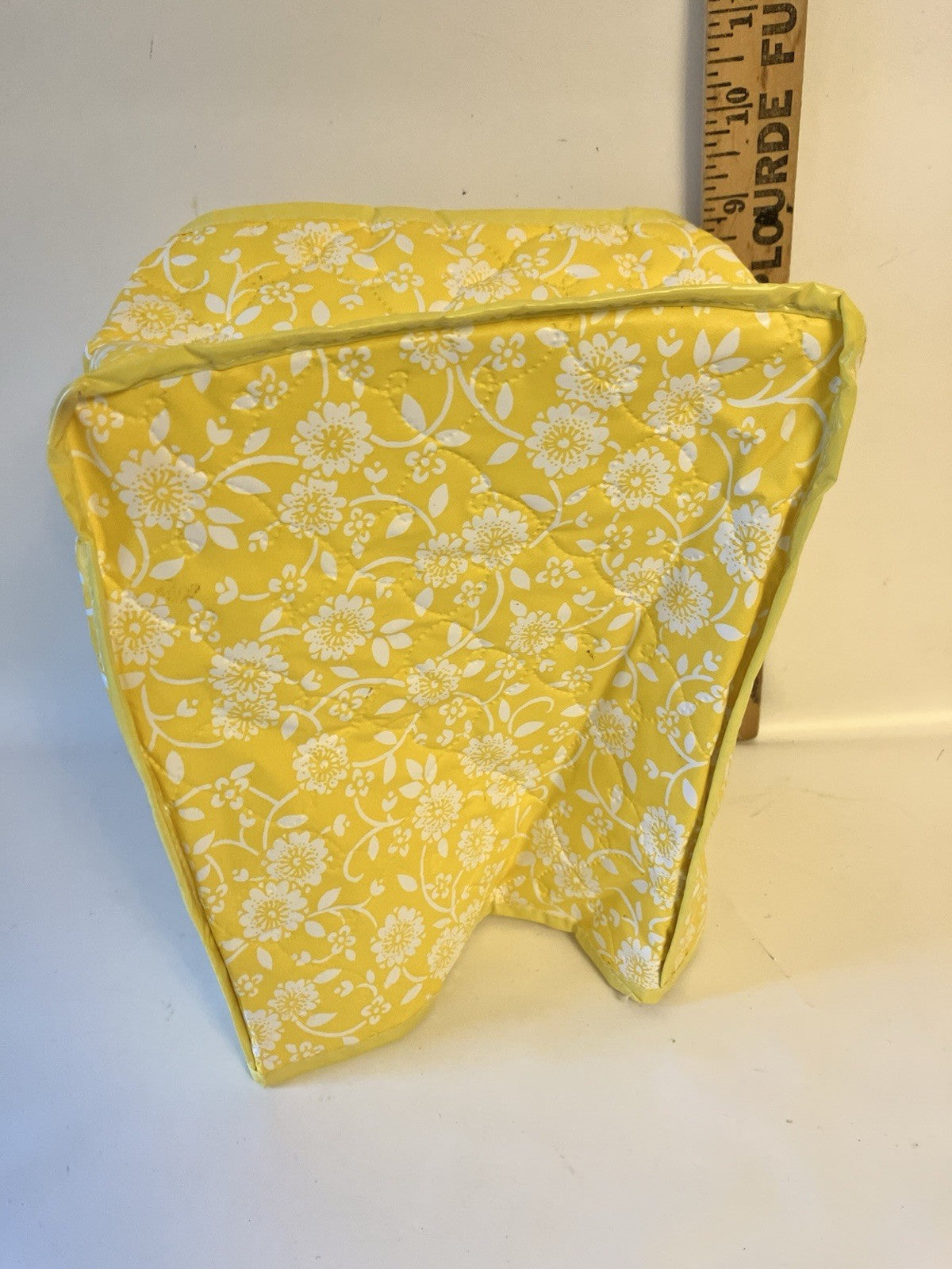 Vintage 70/MCM Floral Yellow/White Vinyl Toaster/ Applicance Duster Covers; 3 Pc