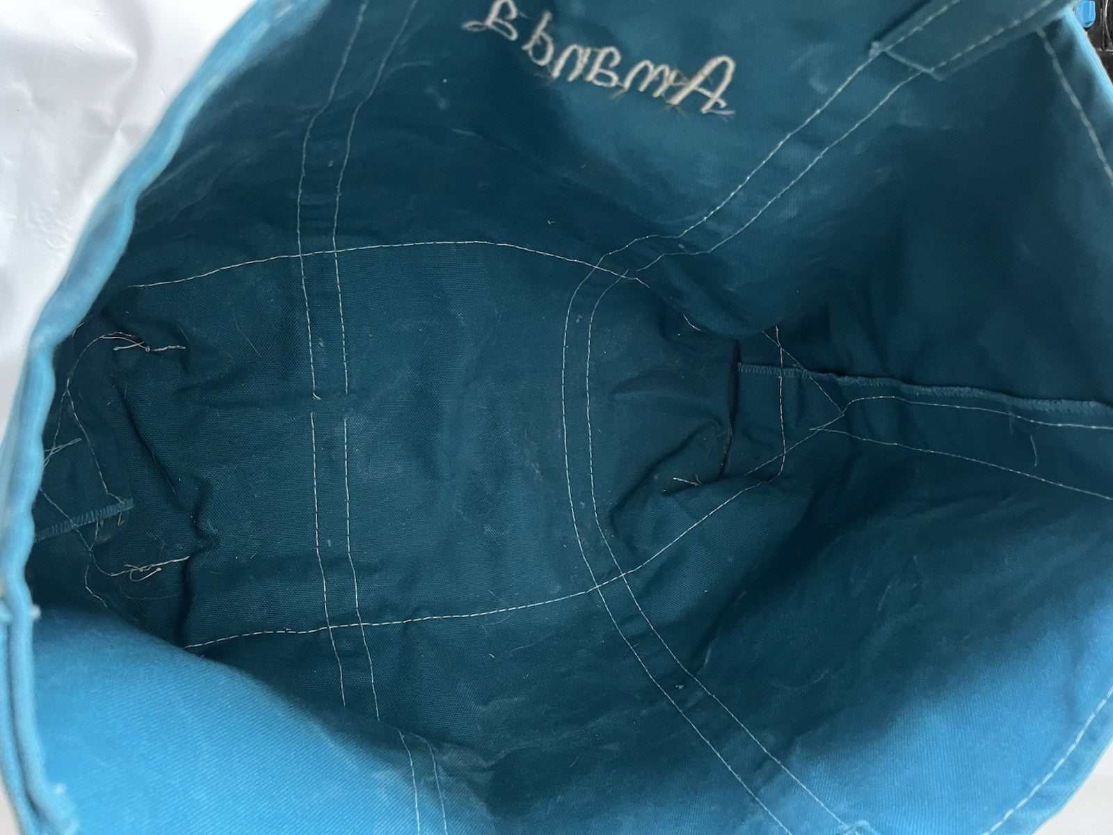 Vintage LL Bean Extra Large Host Tote In Teal And Lime “Amanda” Monogrammed 