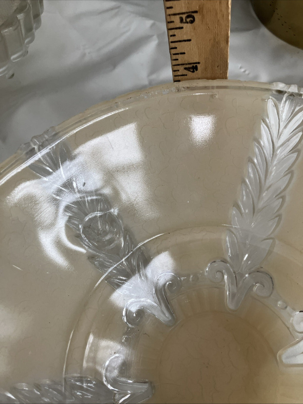 Vintage 1920s  Glass Light Fixture Ceiling Shade 3 Hole Opaque Beige Art Deco