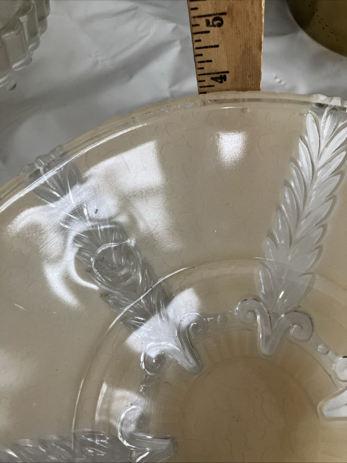 Vintage 1920s  Glass Light Fixture Ceiling Shade 3 Hole Opaque Beige Art Deco