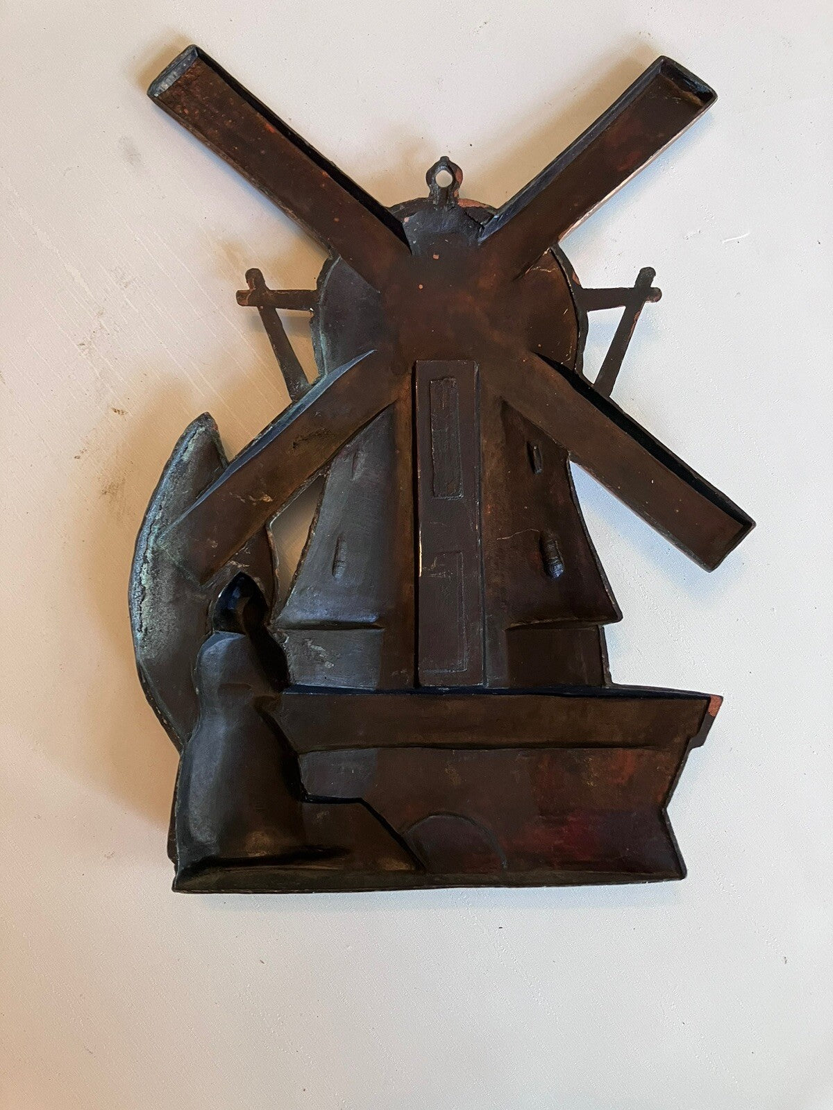 Vintage Copper Windmill Thermostat Wall Plaque