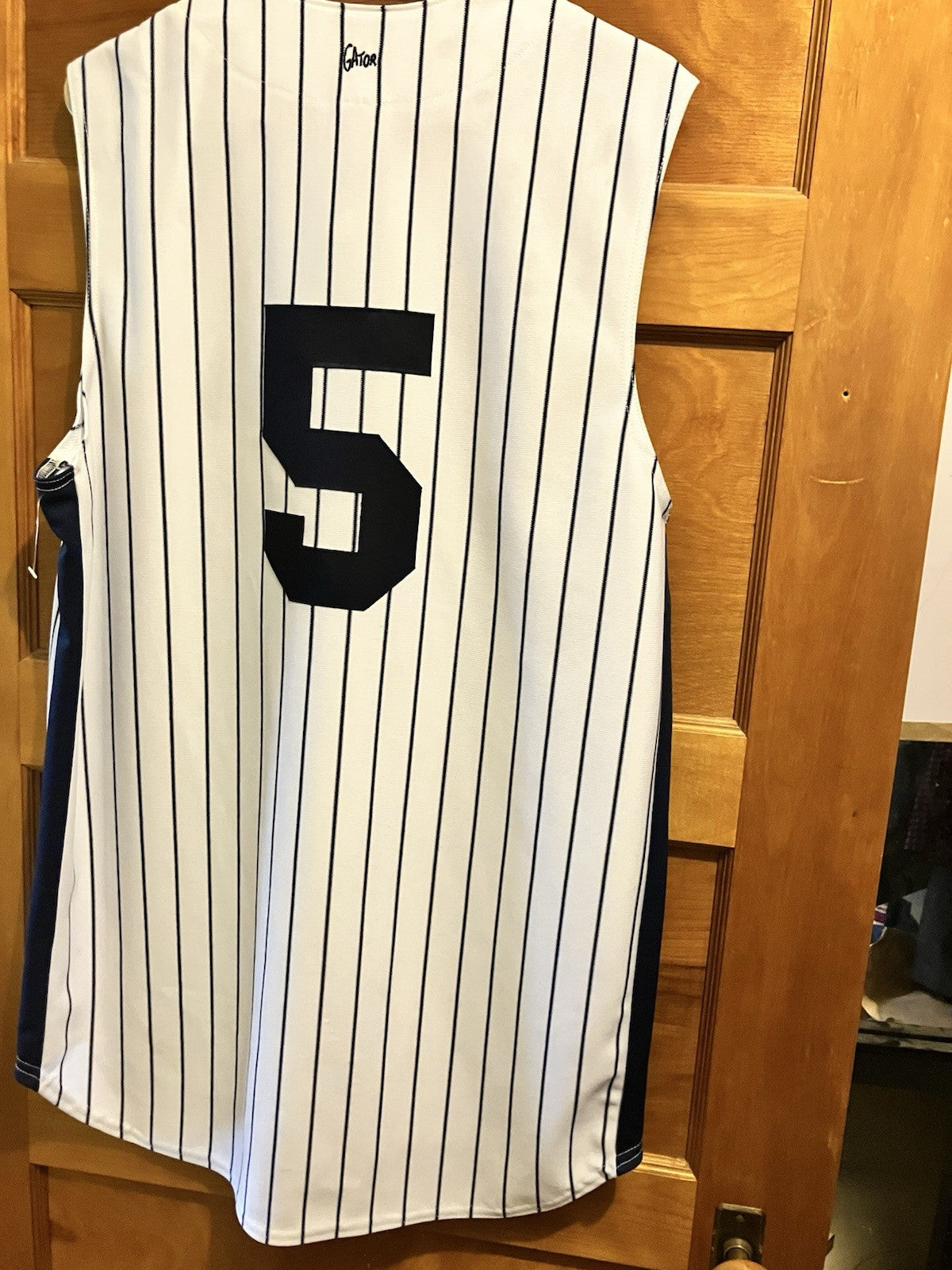 Omaha Storm Baseball White And Navy Jersey “5” In Adult Large By Gator Athletics