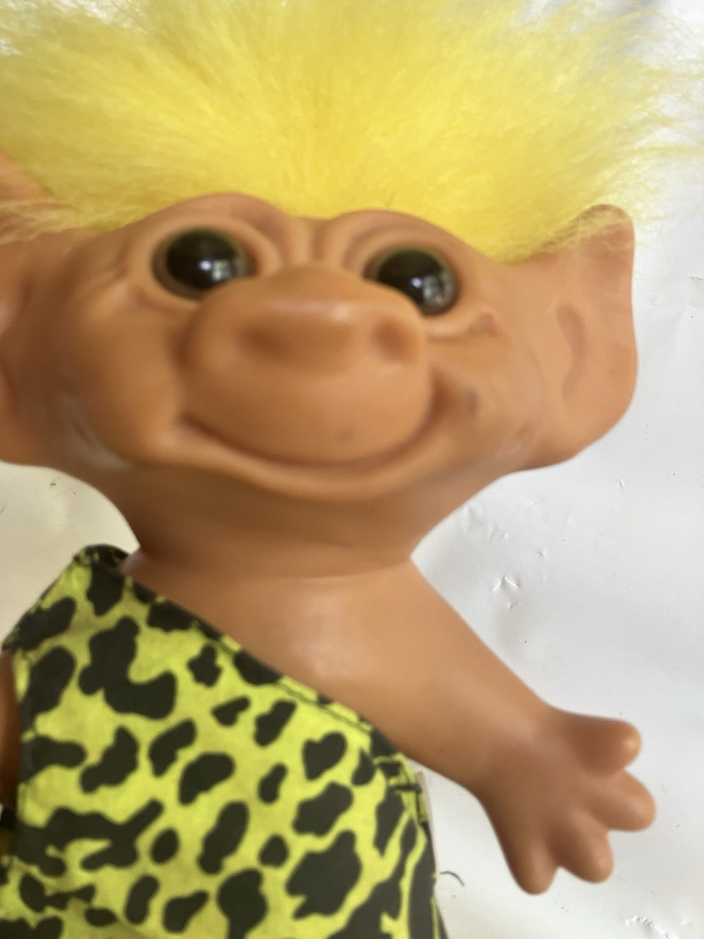 Uneeda Troll Doll Good Luck Wishnik Caveman Yellow Hair Clothing; 8” Tall