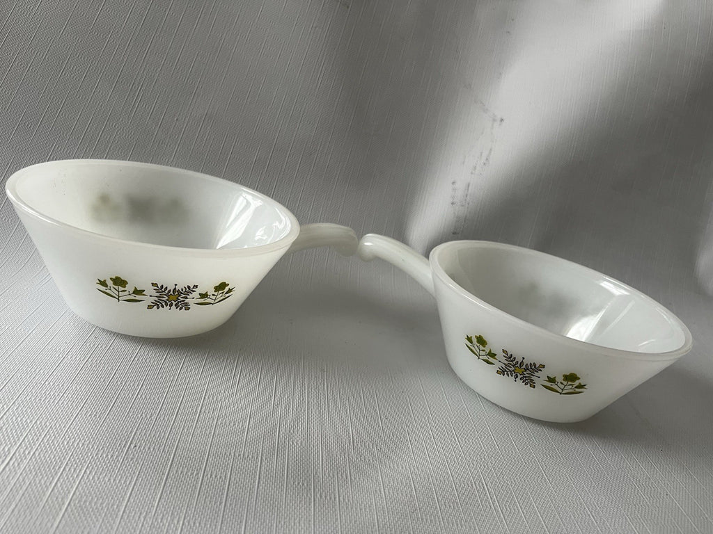 Vintage Anchor Hocking Fire king Green Meadow Soup Bowls/Bread Pan