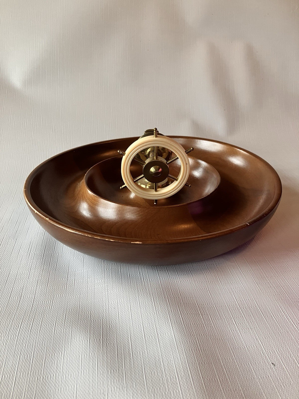 GHS British Mid-Century Bakelite and Brass Mounted Ships Wheel Nut Cracker