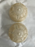 2-6” Wide Vintage Art Deco Beige Glass Ceiling Light Fixture Cover Set; EVC