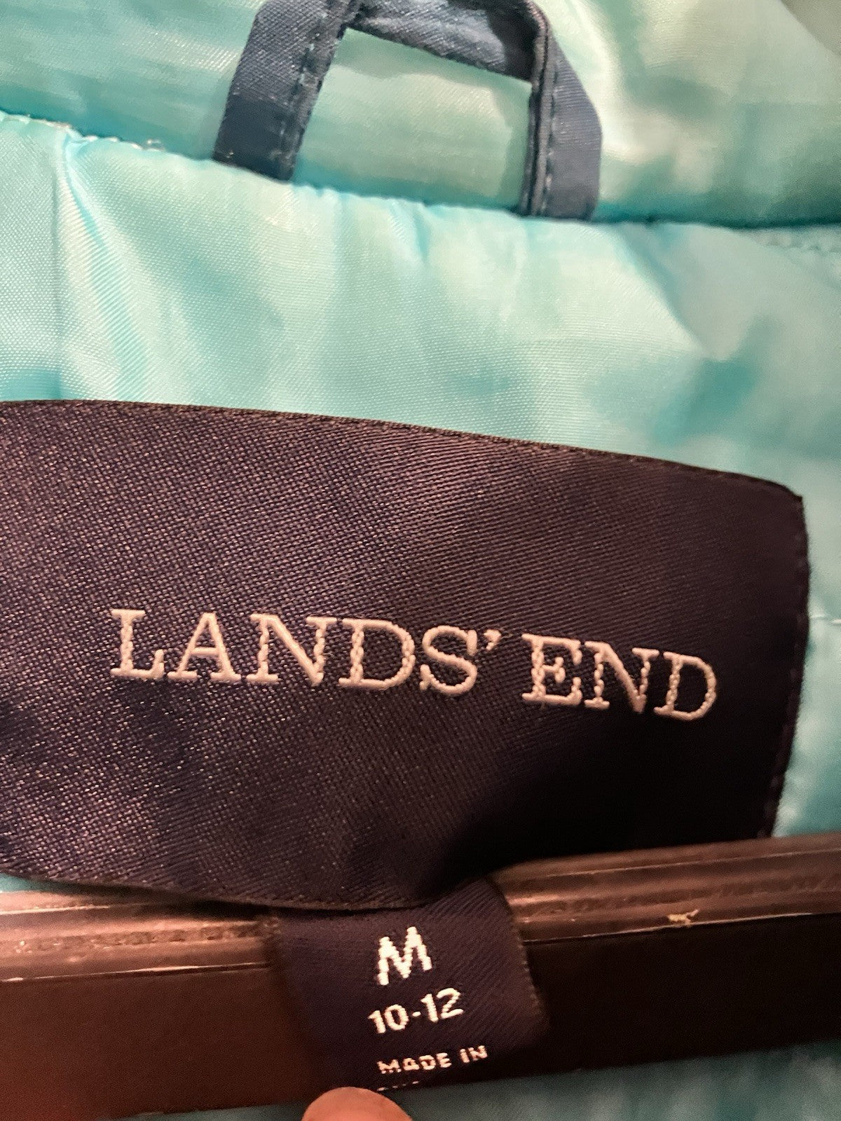 Lands End Women’s Med. (10-12) Teal-Blue Winter Insulated Jacket Removable Hood