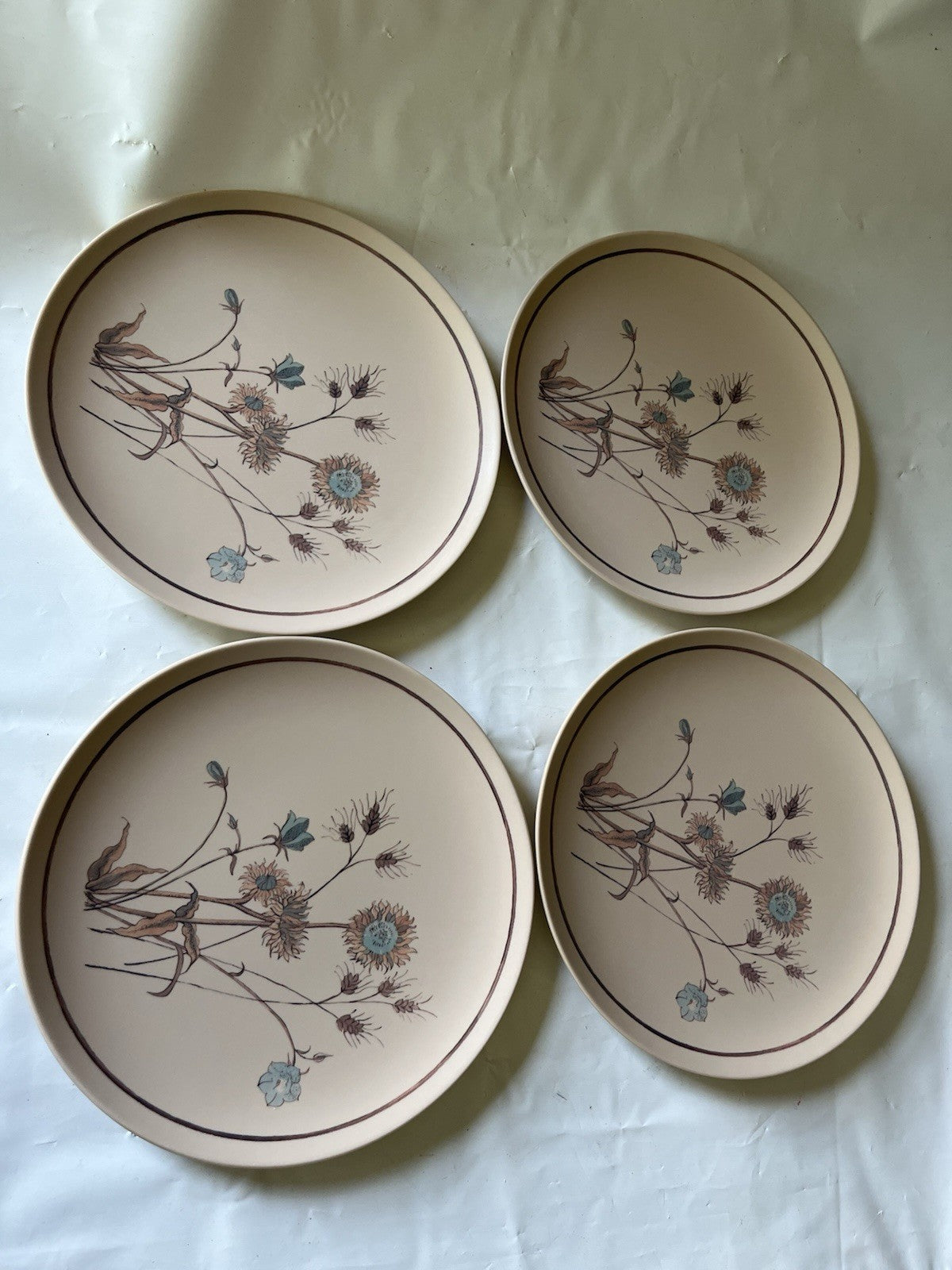 Vintage MCM Texasware Wildflower/Daisy Beige 10” Dinner Plate (4)