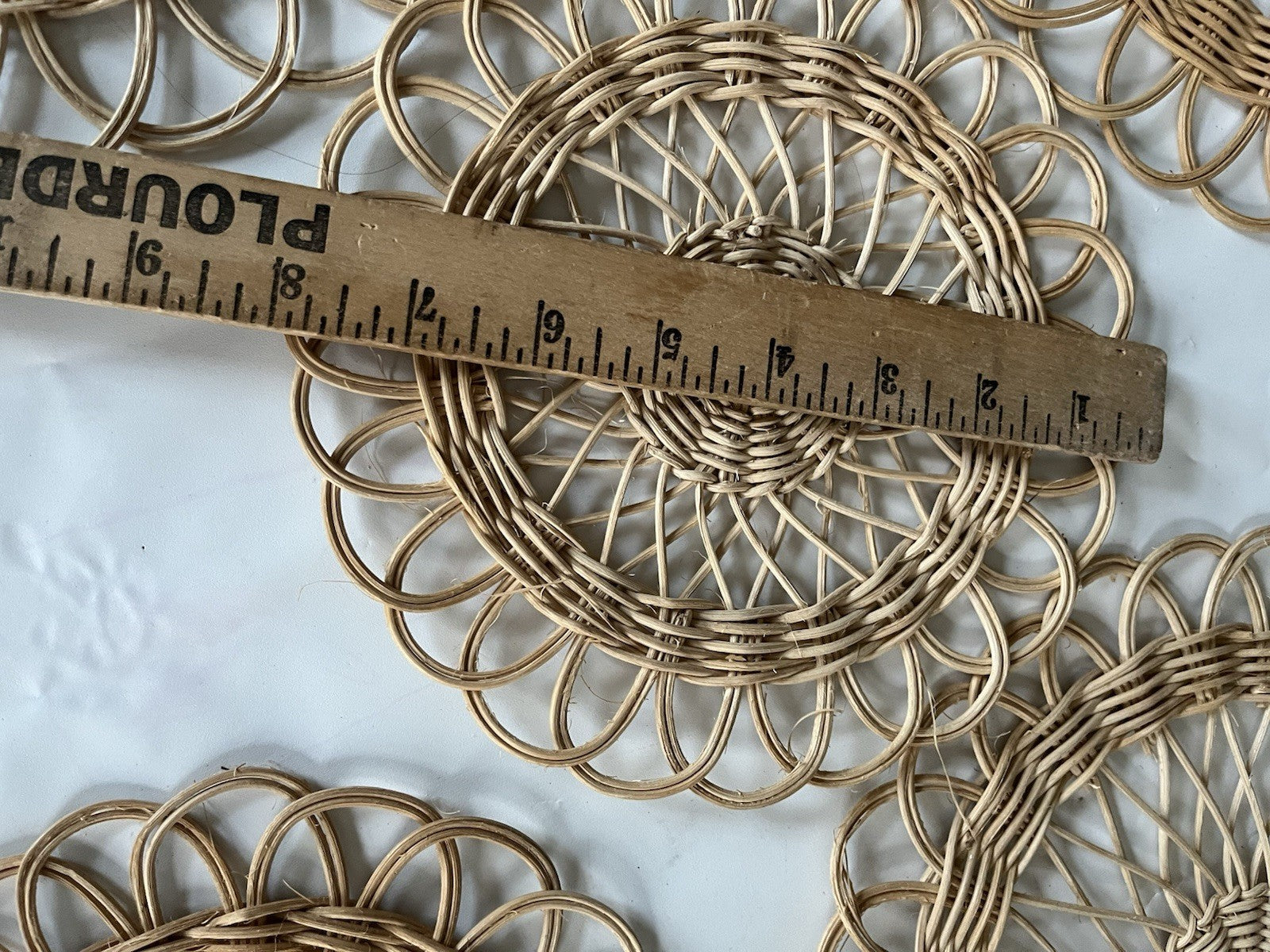 5-Vintage MCM Wicker Woven Circle Wall Decorations; Abstract/Boho/60s EVC!