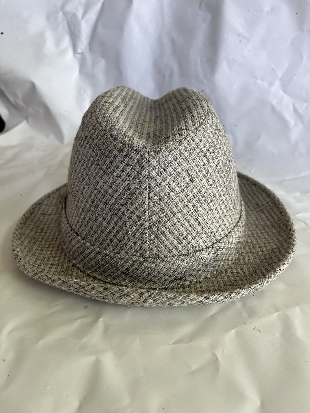 Vintage Men’s Adam Tweed Fedora Hat; 7-71/8 Medium Grey/tan Tweed Tone