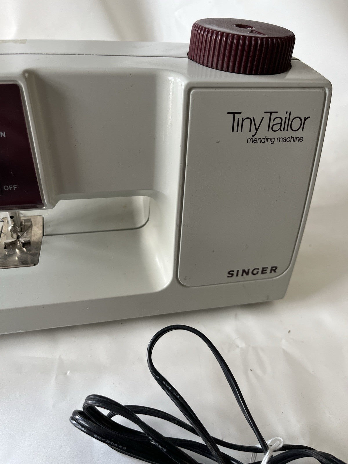 Vintage Singer Tiny Tailor Grey And Maroon Sewing Machine, Works!