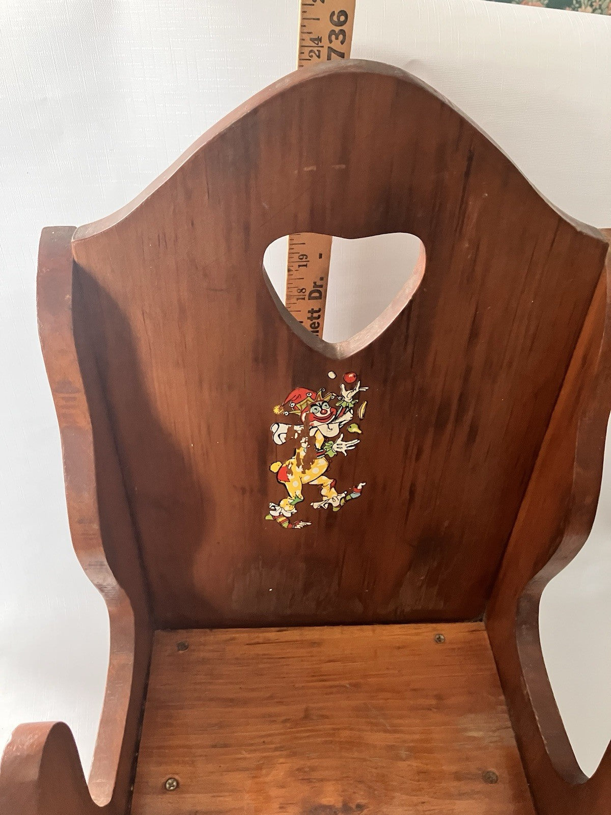 Vintage Children’s Wooden Rocking Chair W/ Jester Decal