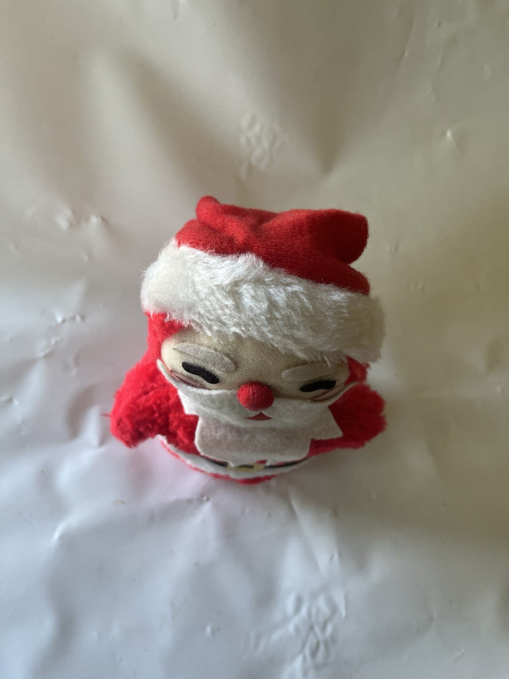 Vintage California Toys Stuffed Santa Weighted Felt Beard Features Belt 6”