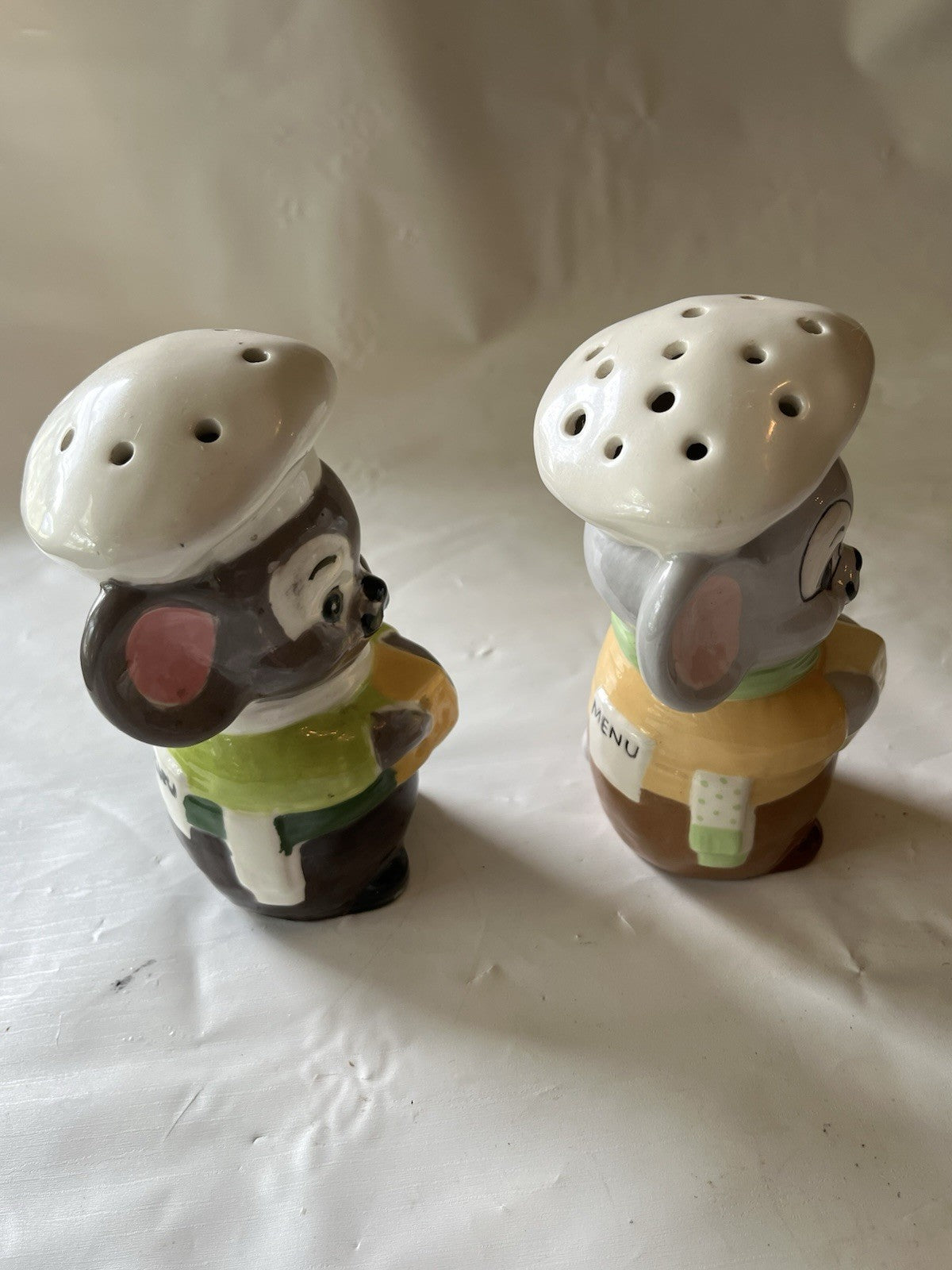 Vintage 1970’s French Mouse Waiter Salt And Pepper Shaker Set 5” Tall