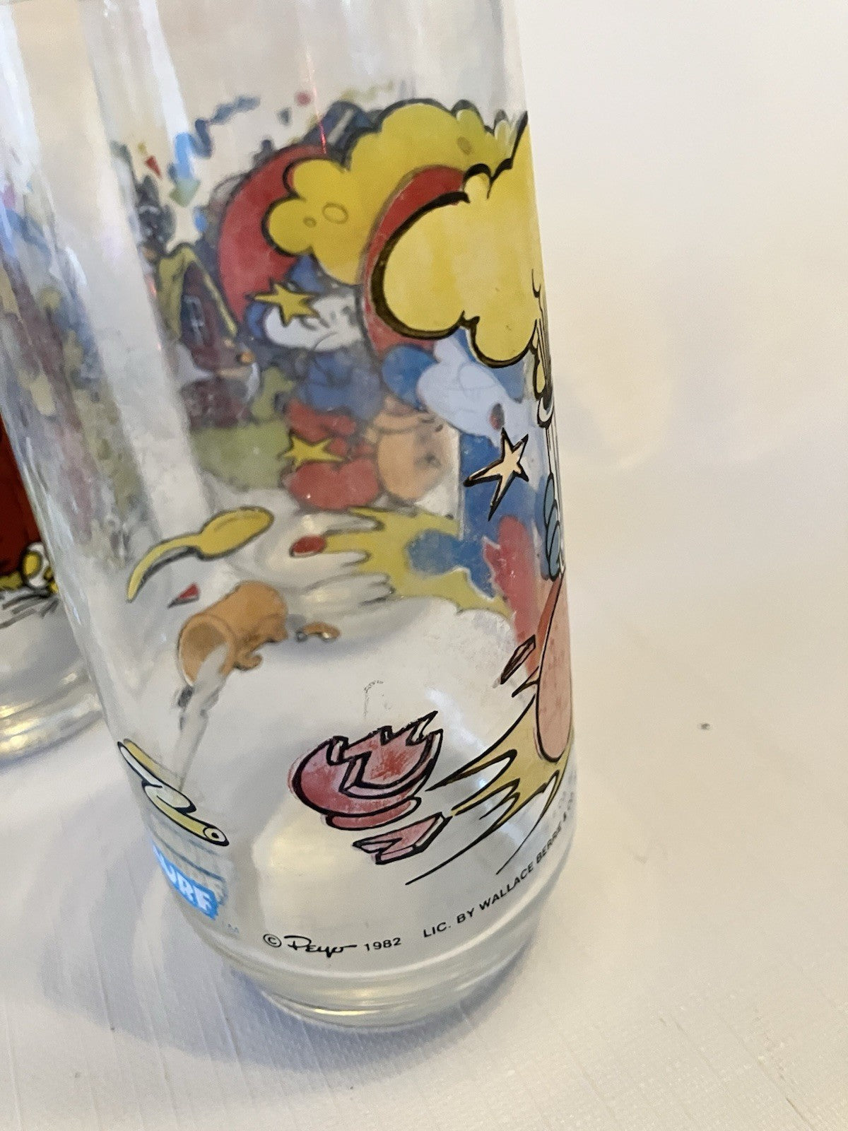 Vintage 1983 Hardee’s Smurf Glasses Set of 4 Handy Clumsy Papa Smurf BONUS Glass