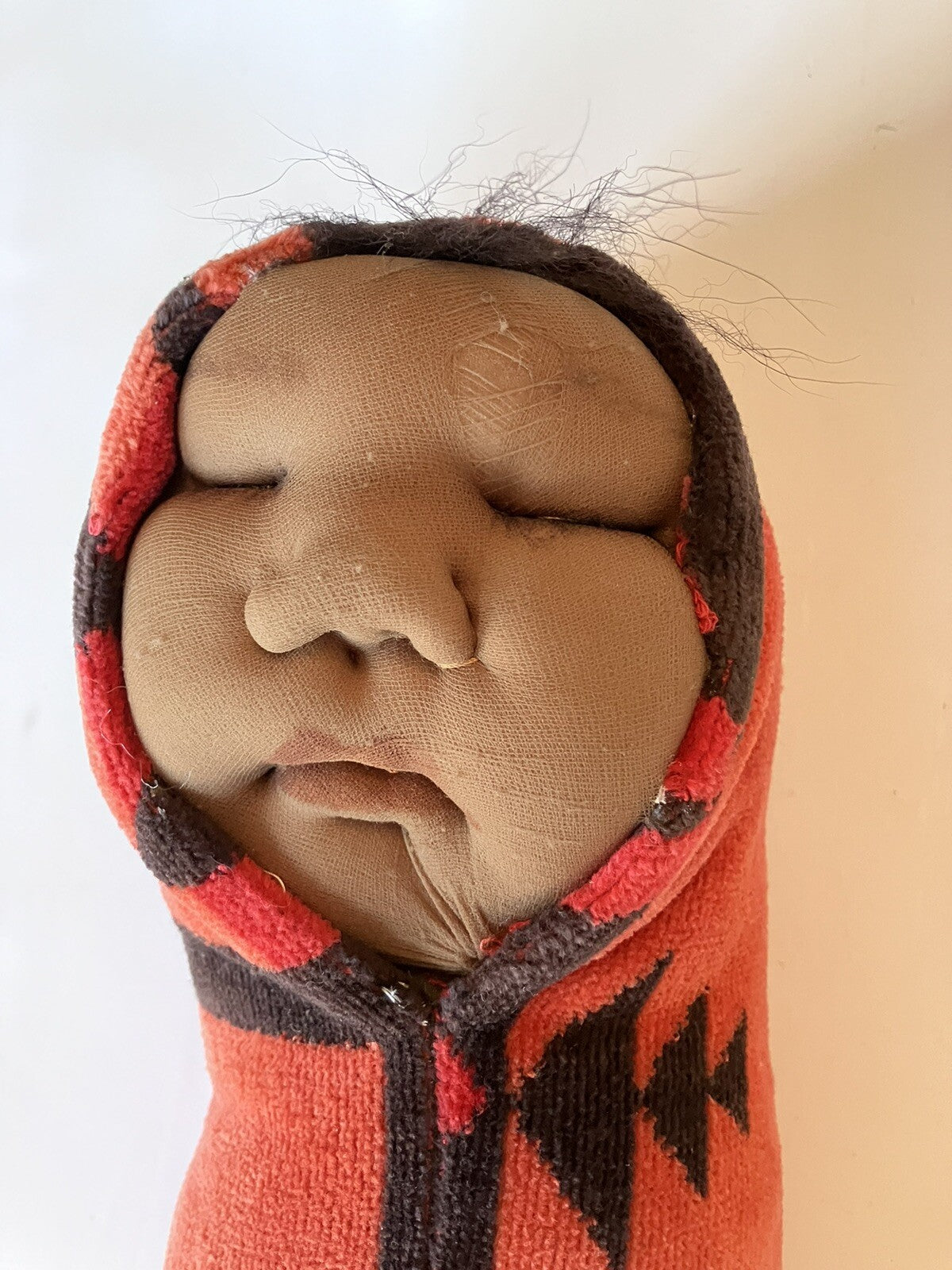 Vintage Native American Infant Doll, 14” Tall Plush