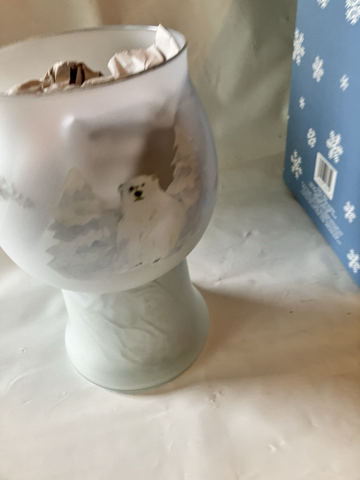 1998 Pfaltzgraff Winter Frost Glass Floating Candle Globe NEW Mint in Open Box