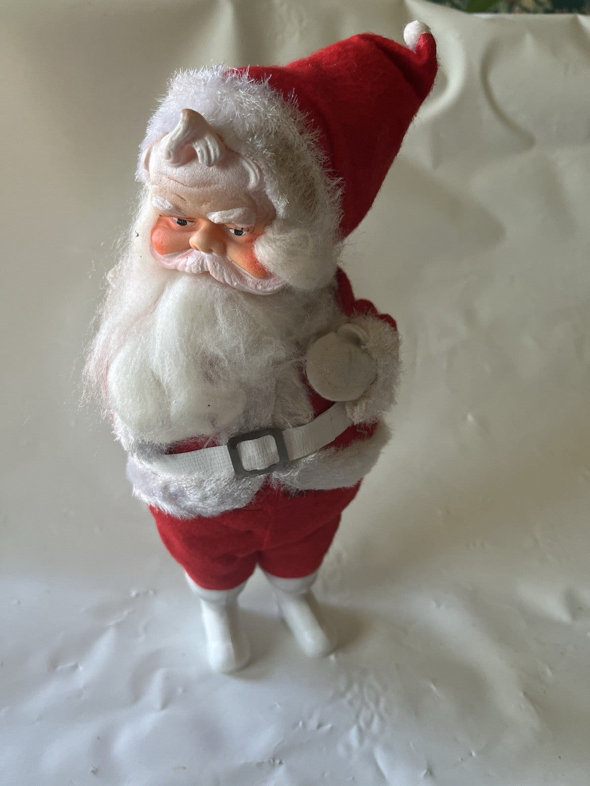 Vintage 1950's Santa Claus 13" Tall MCM Made In Japan; Rubber Face, Soft Body.