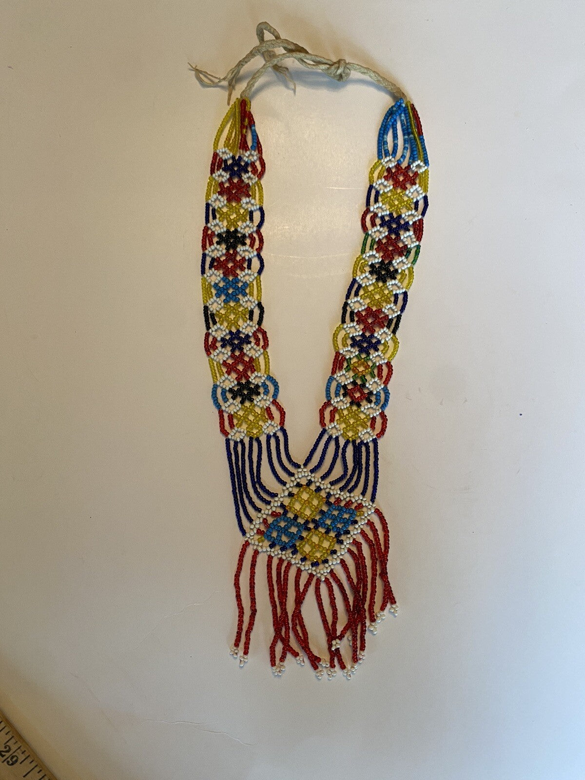 Vintage Afghan Kuchi Beaded Tribal Necklace 28”