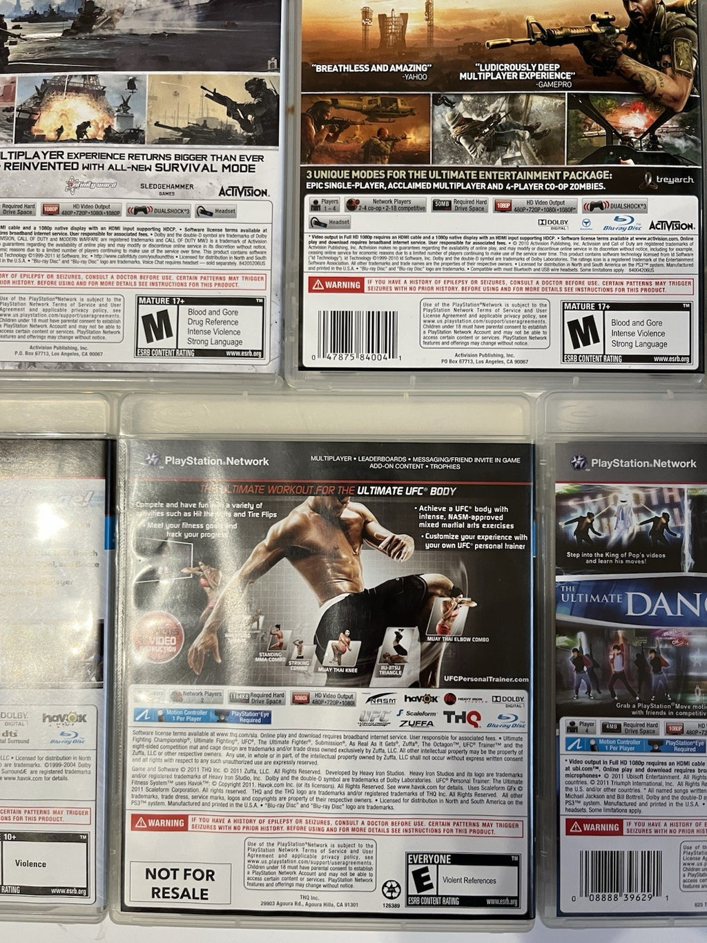 Lot of Playstation 3 games Call of Duty/ Micheal Jackson/Ufc