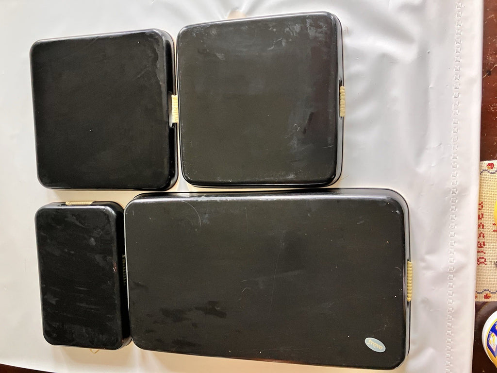 Vtg Toyo Japanese Lacquerware Enamel Serving Trays (4)- Floral/Plaid 2 Patterns