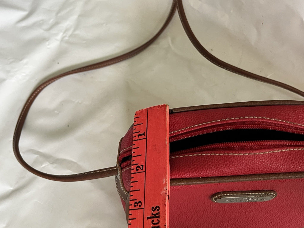 Arizona Jean Co. Red Faux Leather With Brown Details Crossbody Purse