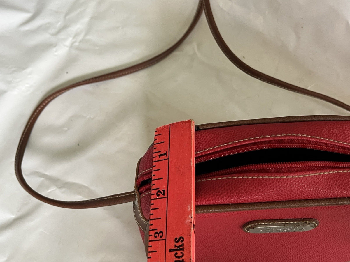Arizona Jean Co. Red Faux Leather With Brown Details Crossbody Purse