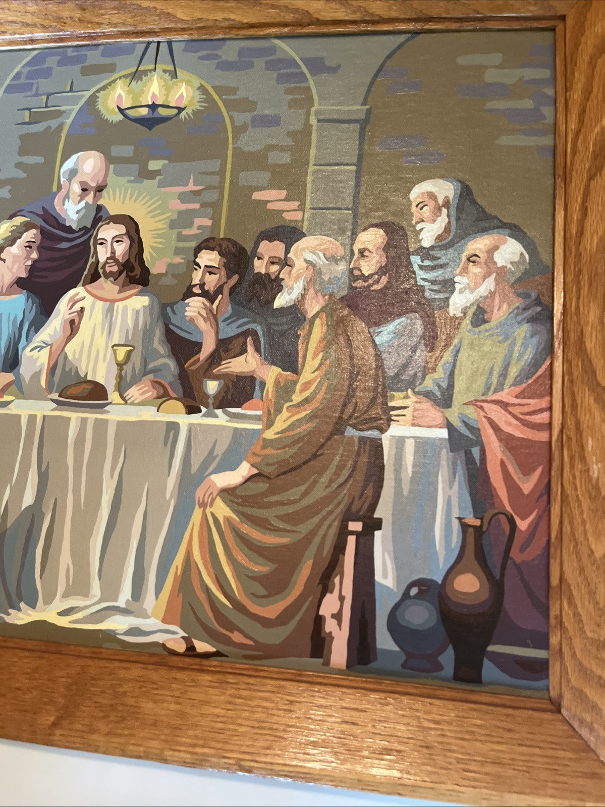 Vintage Paint By Numbers 21x27” “Last Supper” Framed Painting