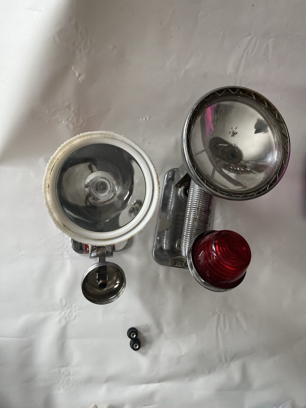 2-Vintage Retro Silver Ray-O-Vac Sportsman Lantern Light/ Ashcroft Red Lantern