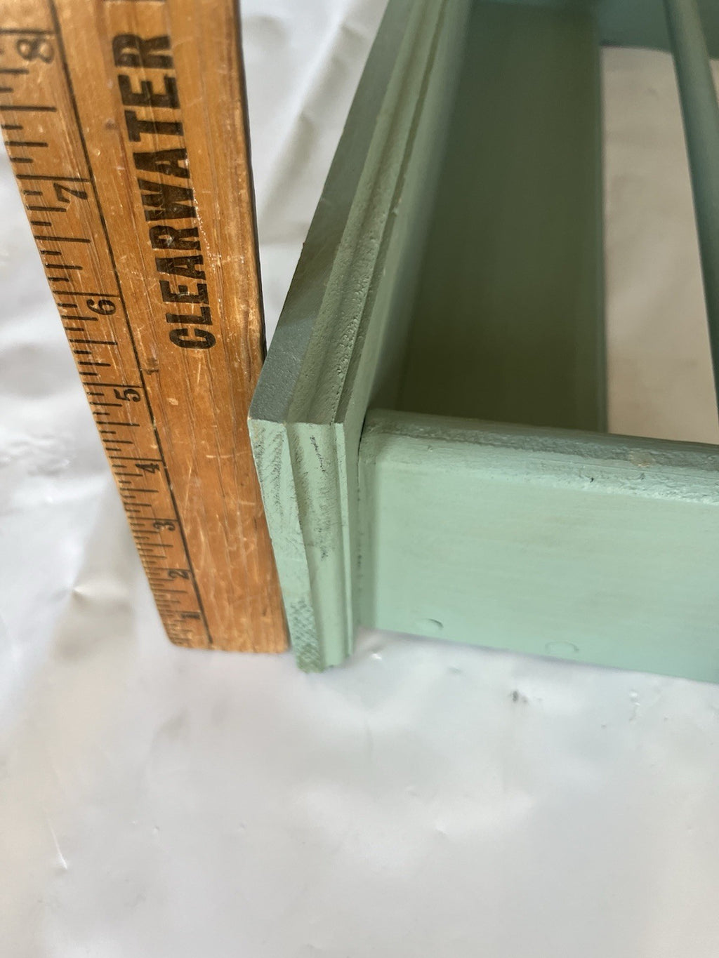 Primitive Wooden Painted Sage Green 20” Long Towel Shelf