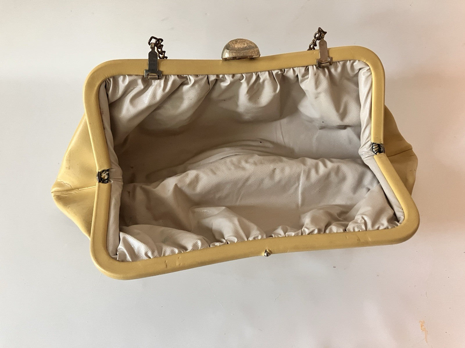 Vintage Light Yellow MCM Purse With Small Chain