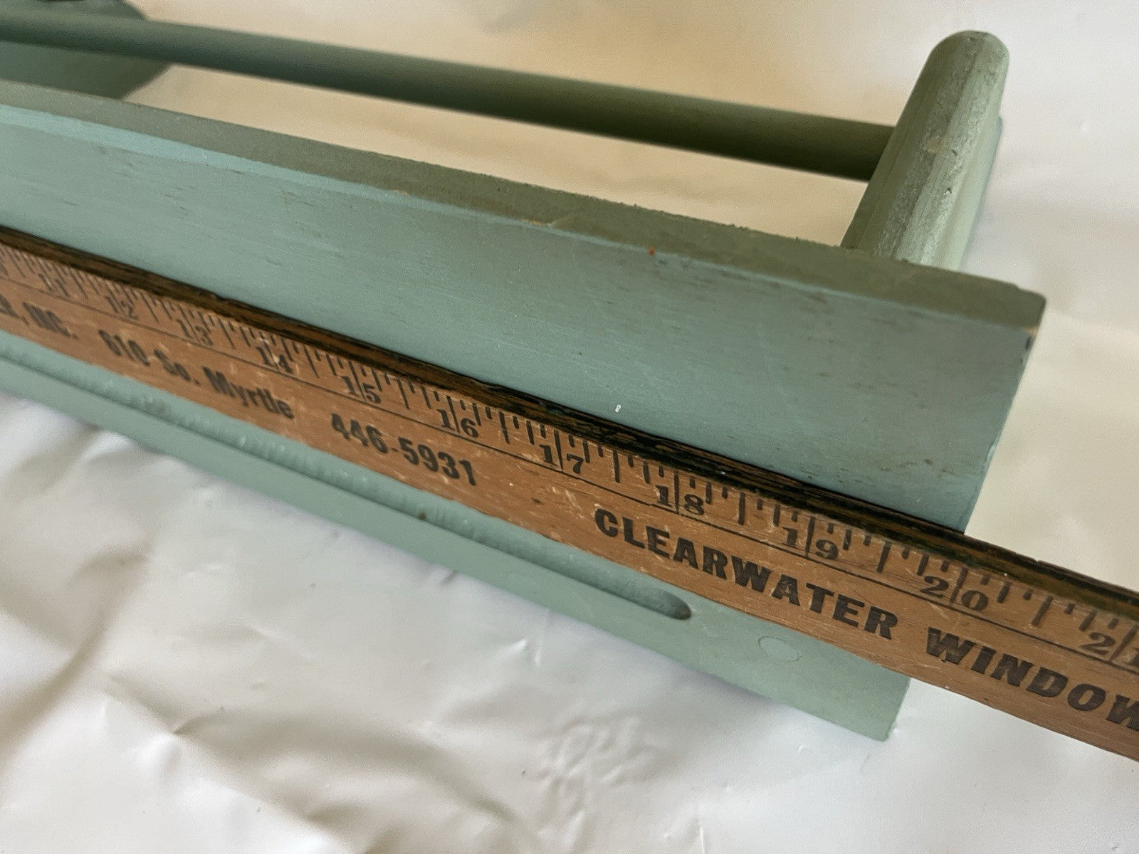 Primitive Wooden Painted Sage Green 20” Long Towel Shelf