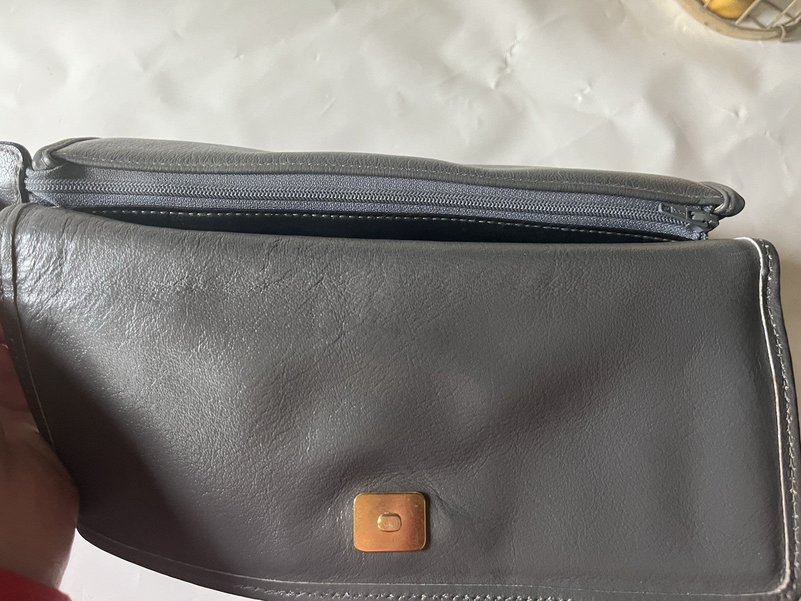 NOS 90’s Talbots Gray Crossbody Leather Bag-Made In Italy