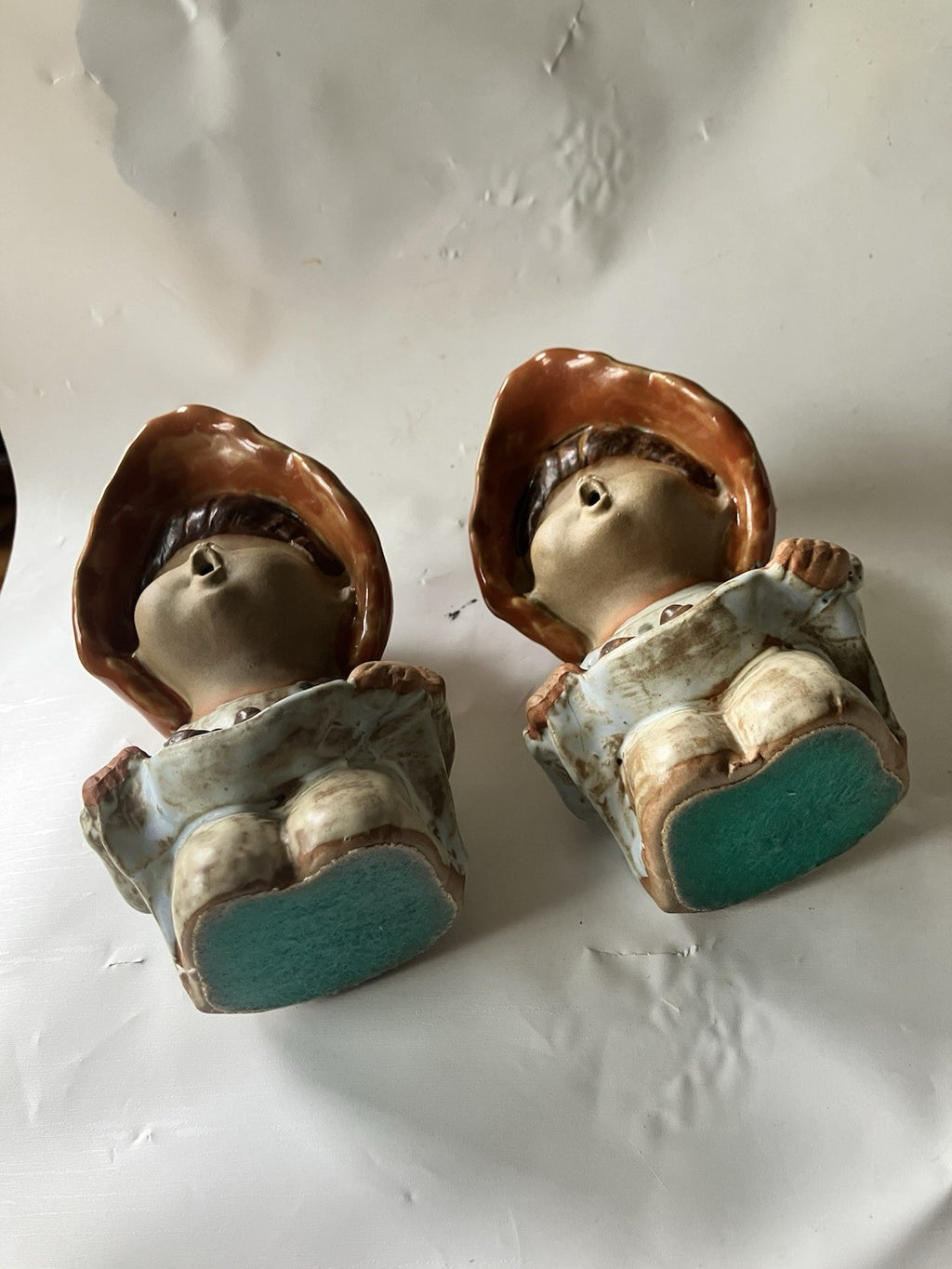 Vintage 1970s Terracotta Seymour  Whistling 5” Tall Apple Picking Girls